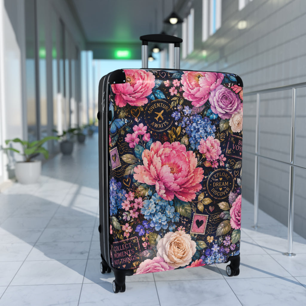 Floral Passport Dream Suitcase — Vintage Rose Carry-On Luggage