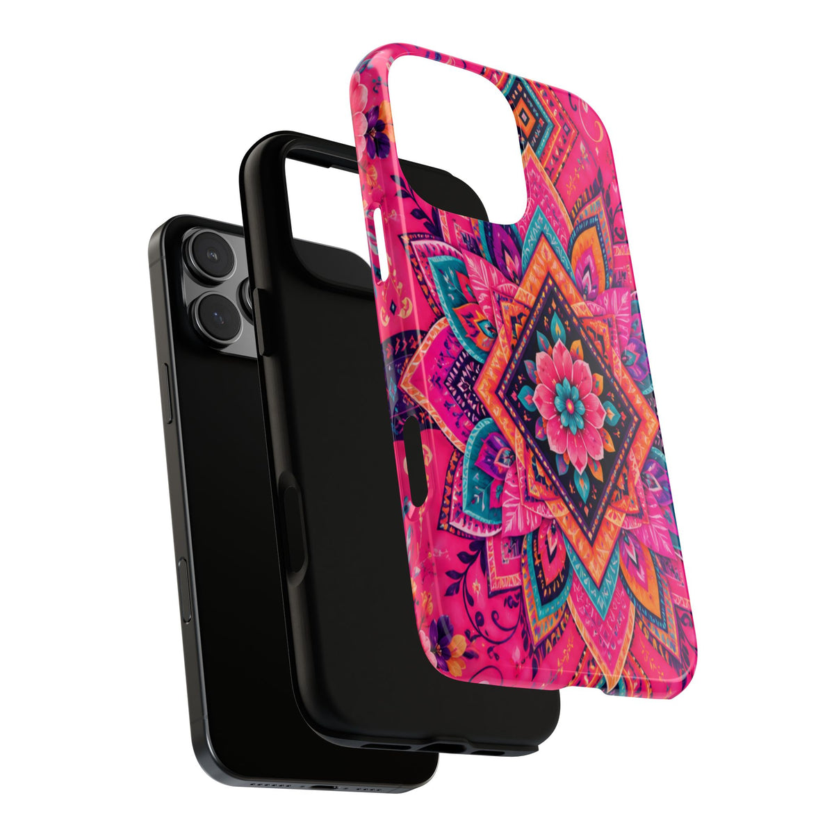 Floral Mandala Tough Phone Case — Pink Boho Protective Cover