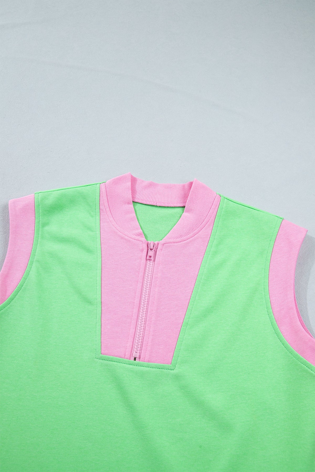 Colorblock Accent Half Zip Athleisure Top & Shorts Set
