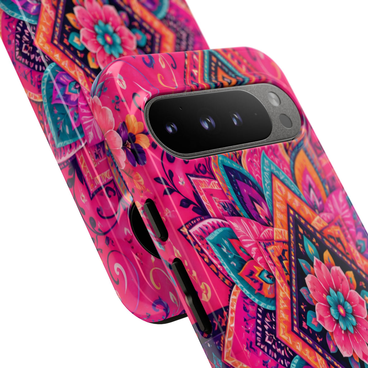 Floral Mandala Tough Phone Case — Pink Boho Protective Cover