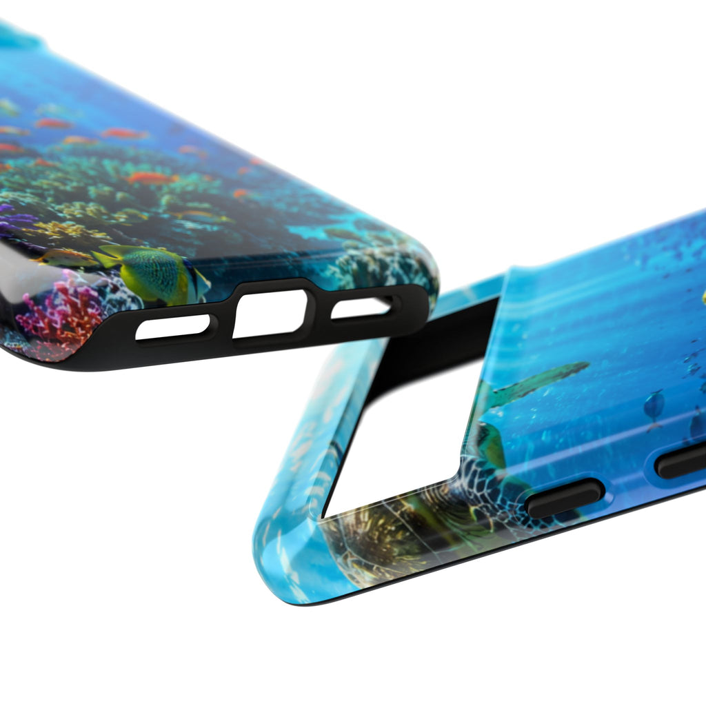 Underwater Ocean Life Tough Phone Case — Coral Reef & Sea Turtle Protective Cover
