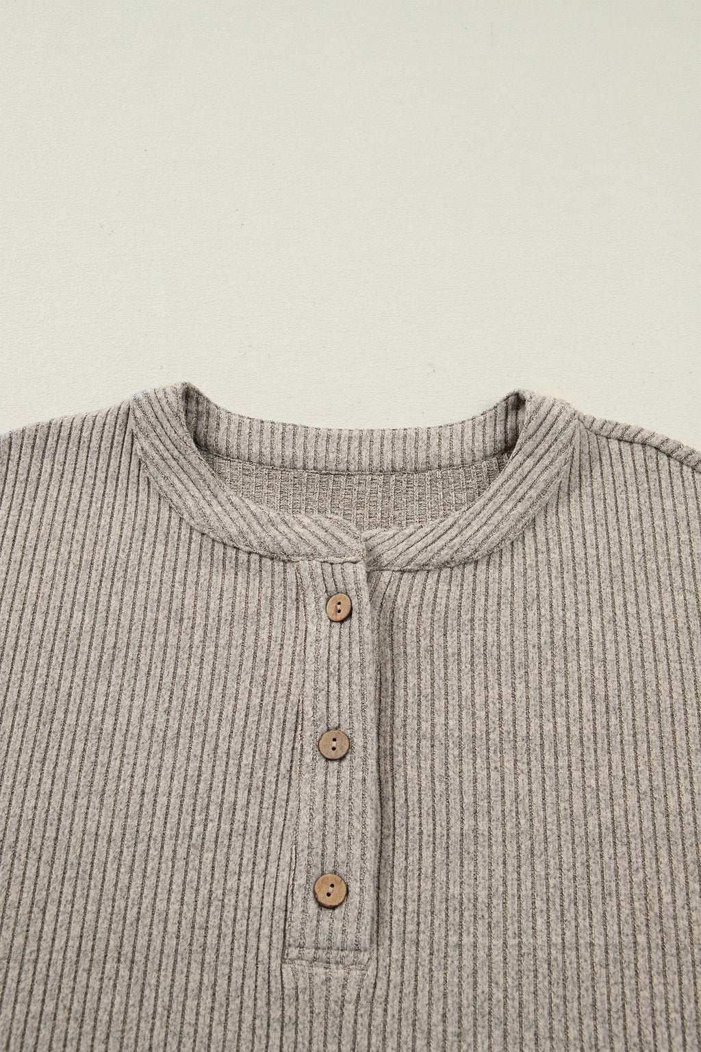 Plus Size Ribbed Knit Kangaroo Pocket Henley Top