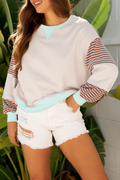 Stripe Colorblock Drop Shoulder Sweatshirt