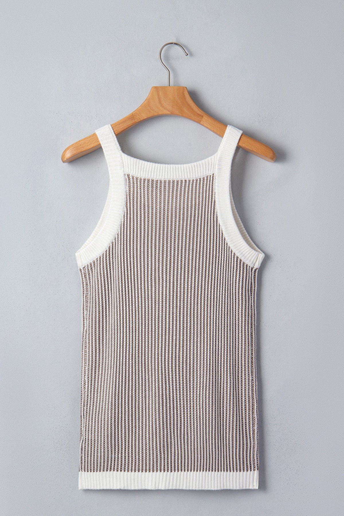 Ribbed Knit Contrast Trim Sweater Tank Top