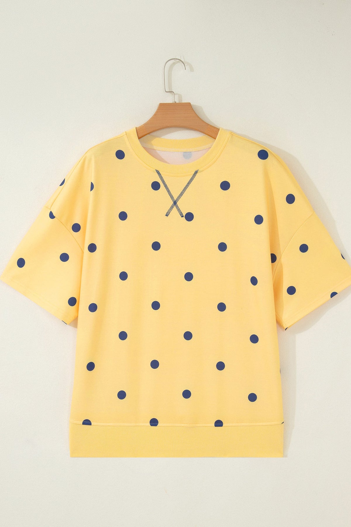Retro Polka Dot Crossed Seam Oversize Tee