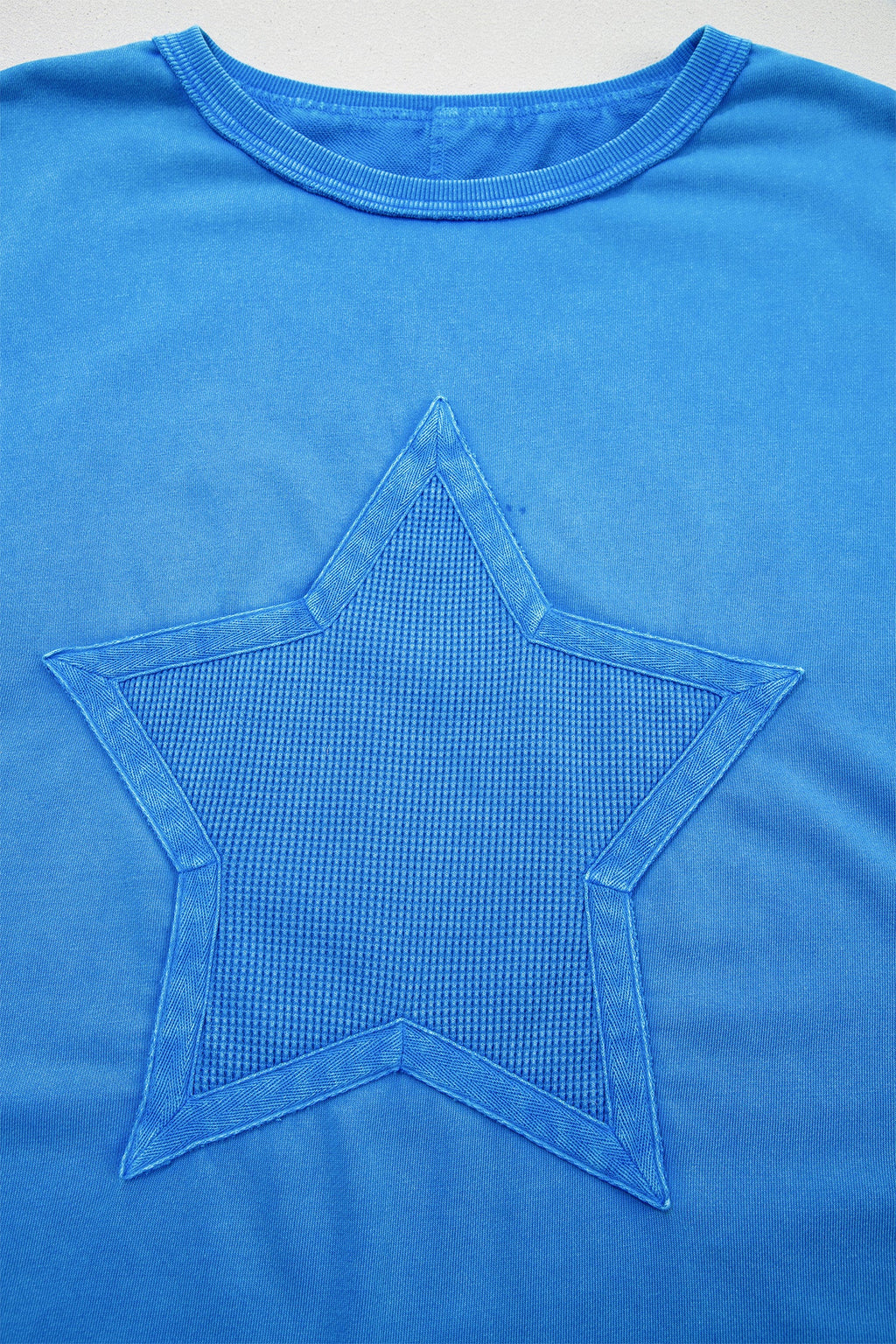 Star Waffle Knit Patchwork Mineral Wash Tee