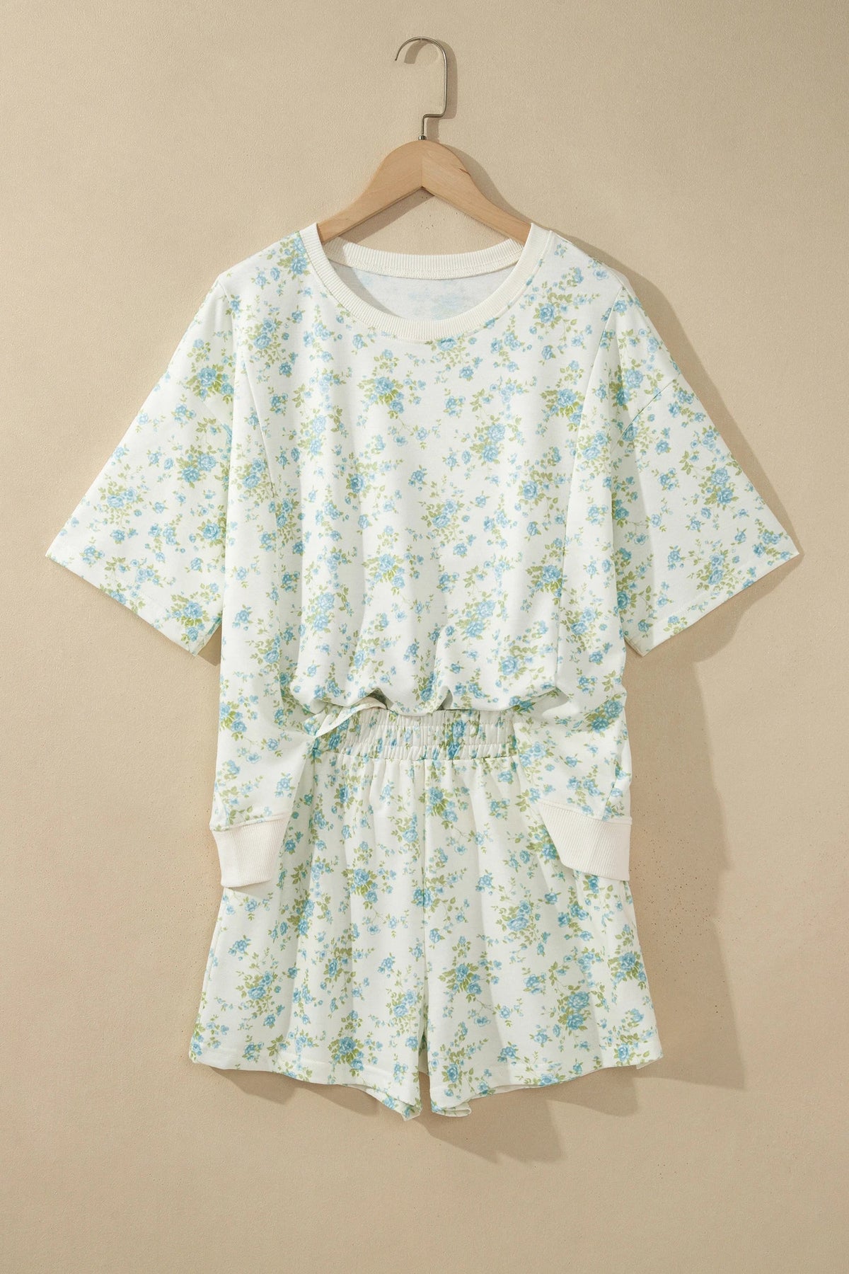 Floral Short Sleeve & Elastic Waist Short Sets