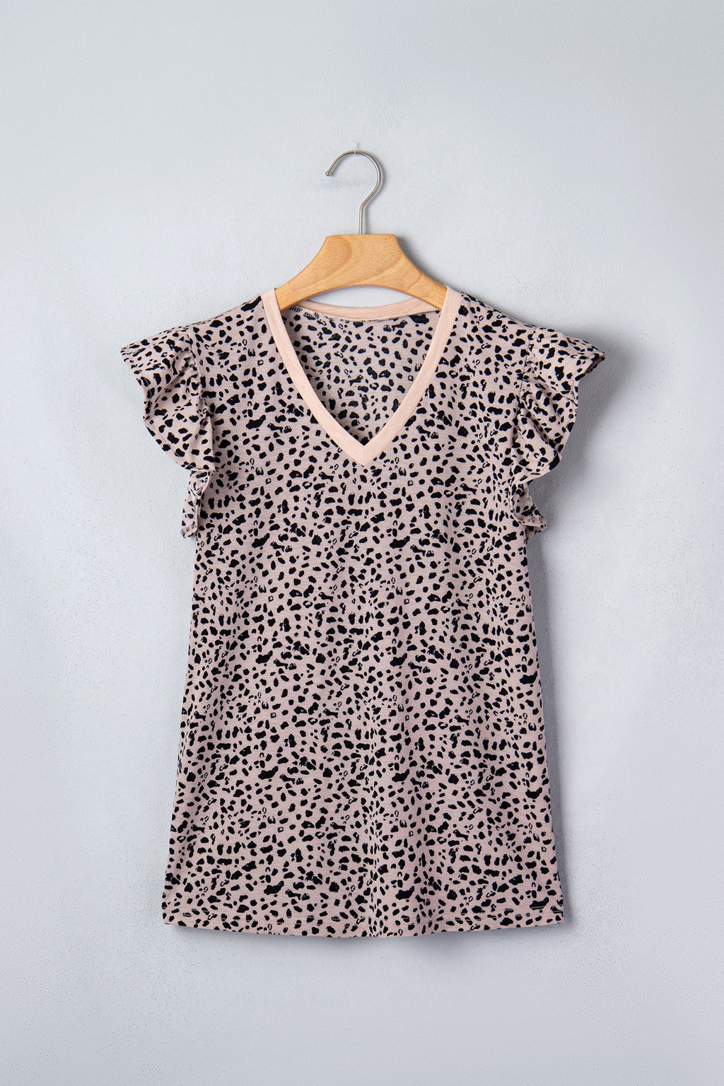 Cheetah V-Neck Ruffle Trim Tank Top