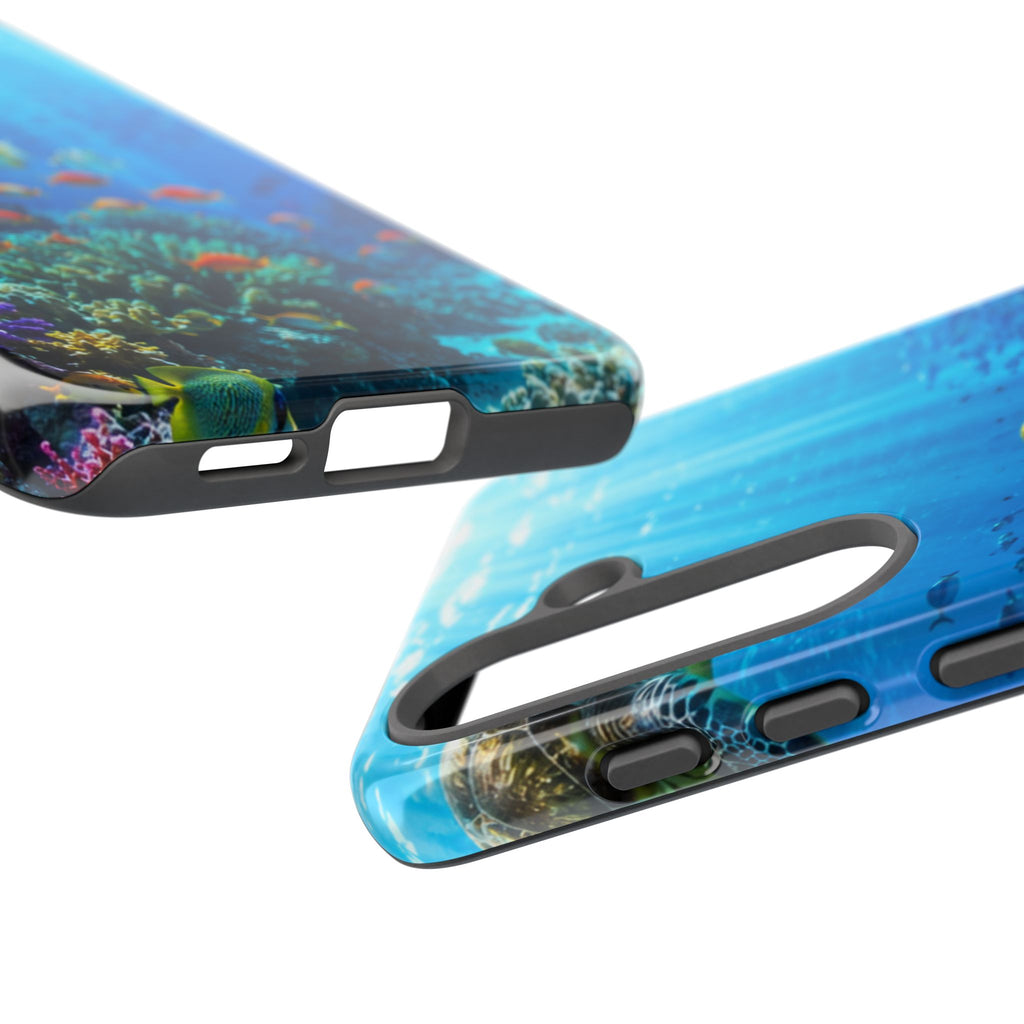 Underwater Ocean Life Tough Phone Case — Coral Reef & Sea Turtle Protective Cover