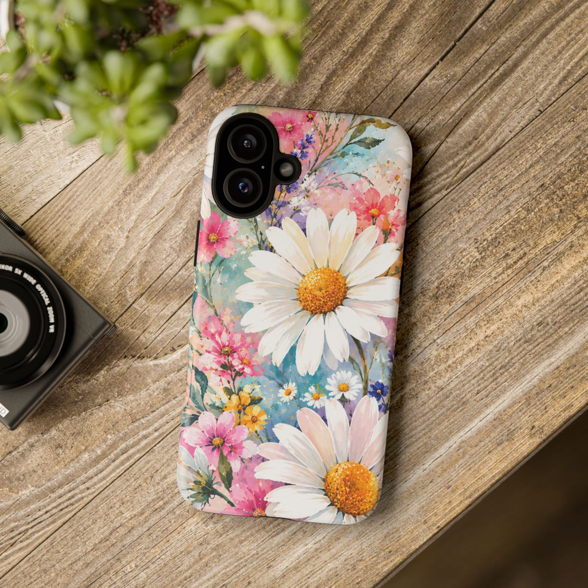 Floral Daisy Phone Case — Watercolor Daisies Protective Tough Case