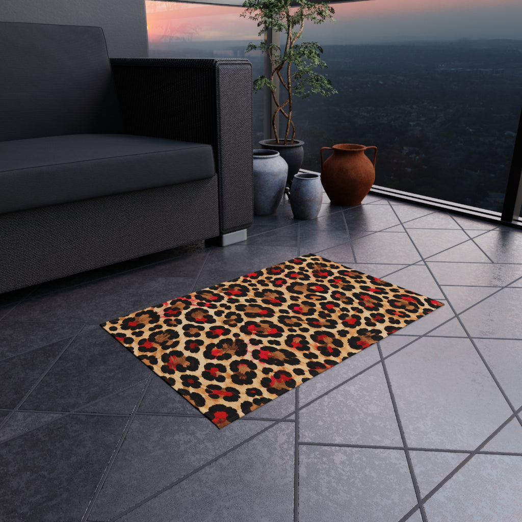 Leopard Print Outdoor Rug — Bold Animal-Print Patio Mat
