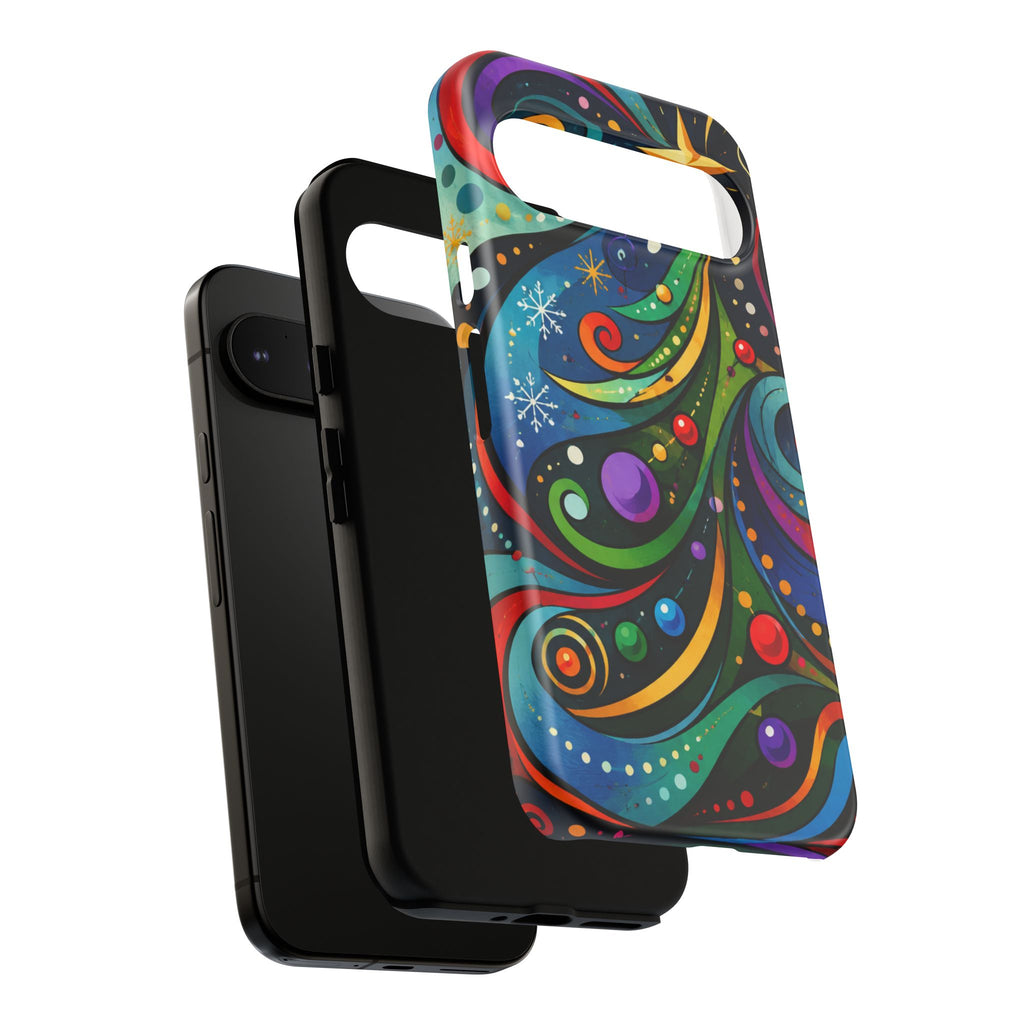 Colorful Swirl Christmas Tree Tough Phone Case