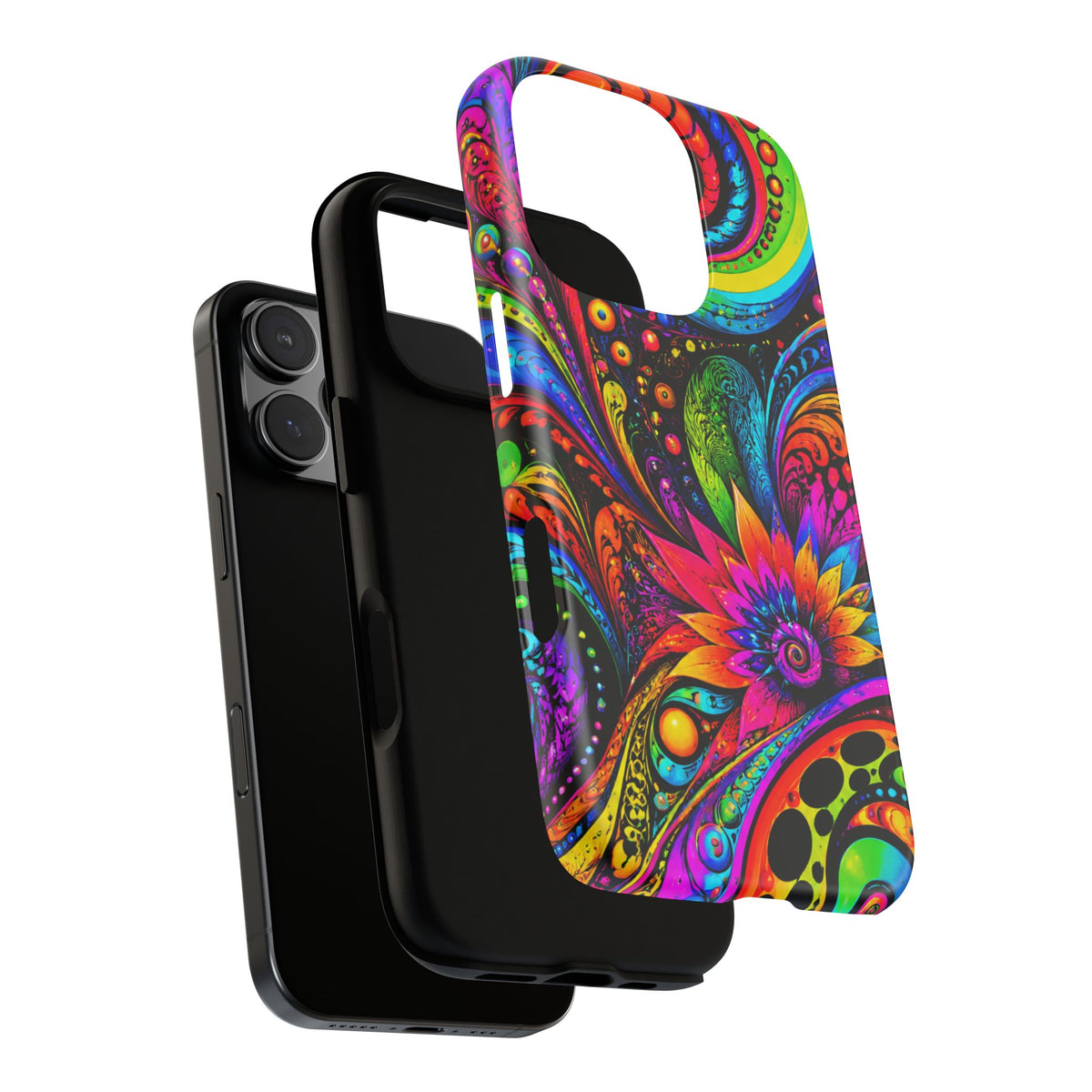 Psychedelic Floral Phone Case — Vibrant Swirl Tough Protective Cover