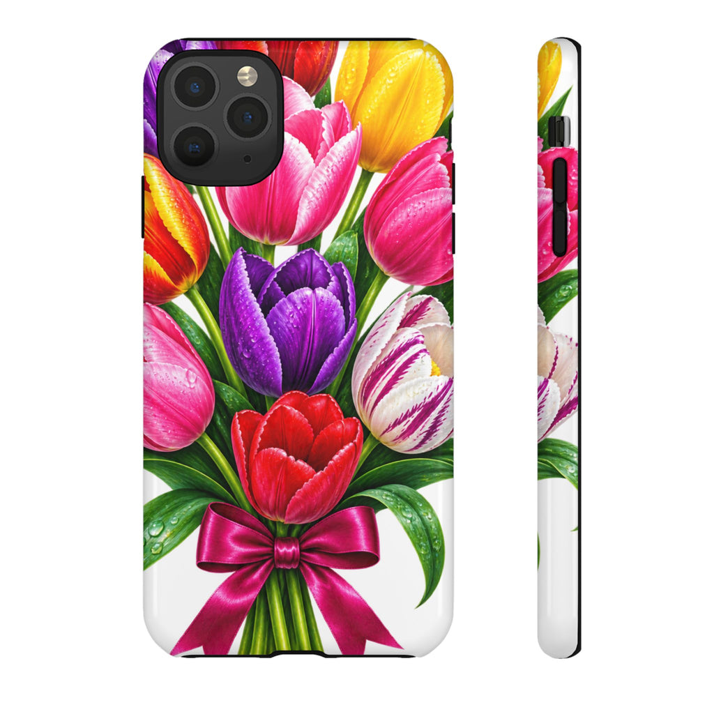 Bright Tulip Bouquet Tough Case | Floral Phone Case, Spring Flowers