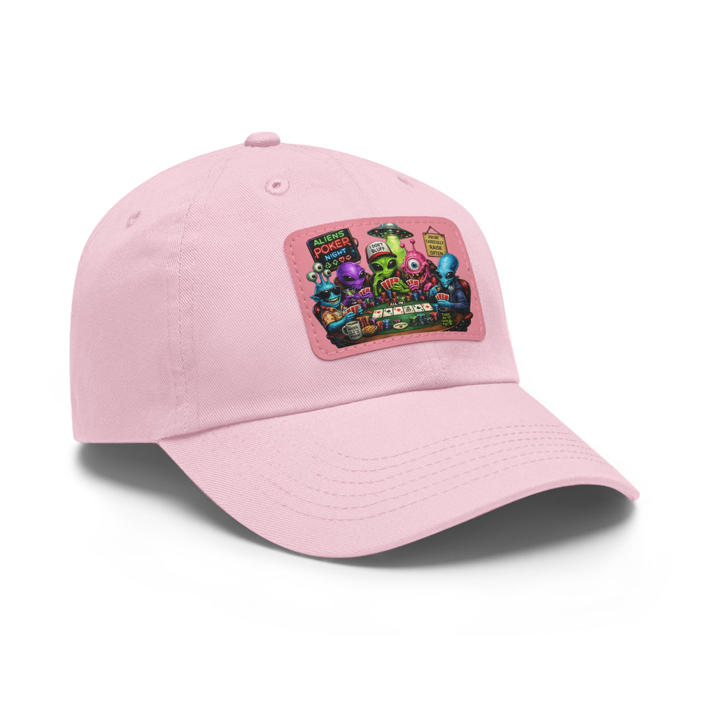 Alien Poker Crew Dad Hat | Leather Patch Baseball Cap