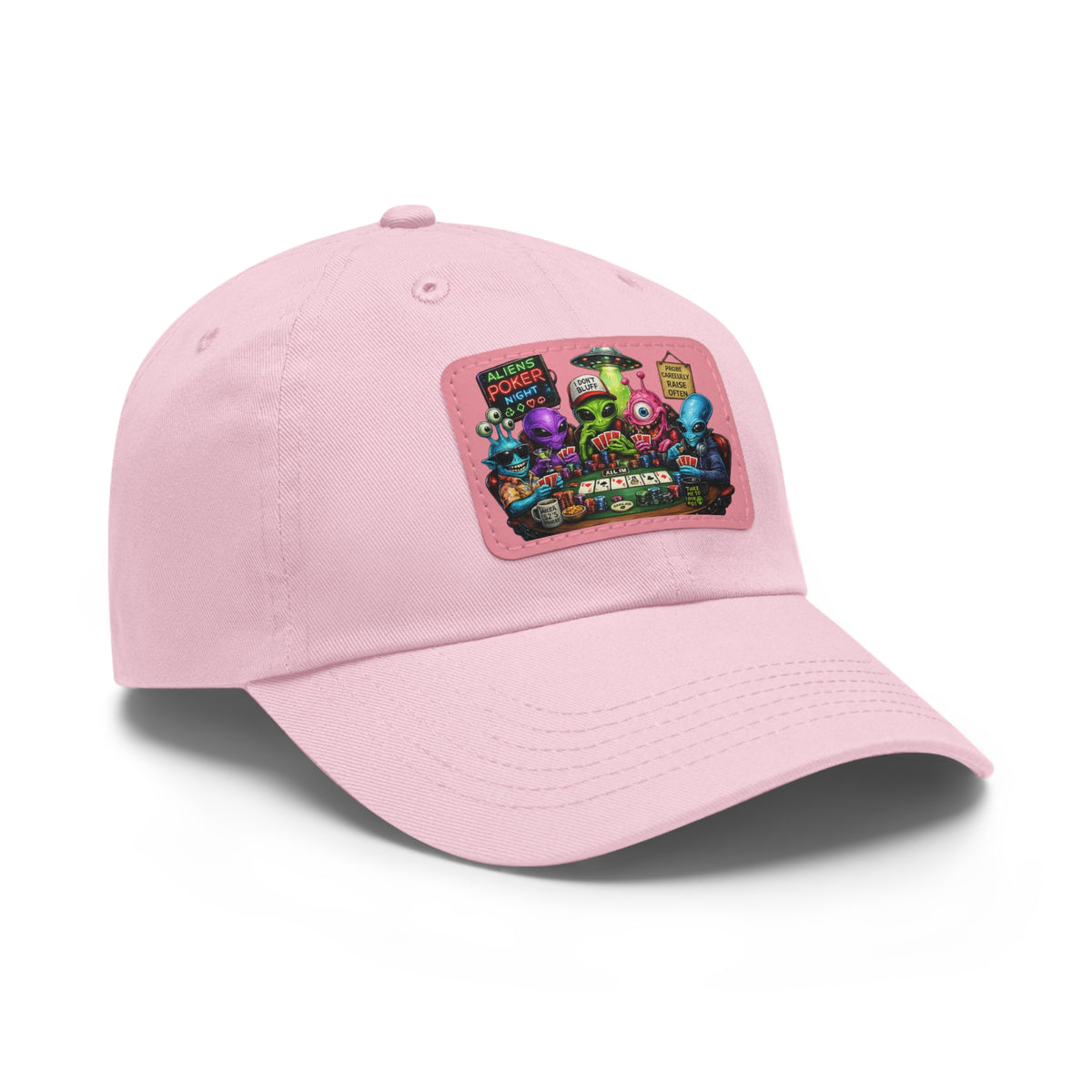 Alien Poker Crew Dad Hat | Leather Patch Baseball Cap