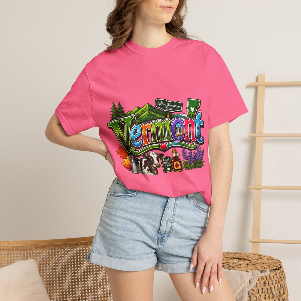 Vermont postcard collage T-shirt | State travel design