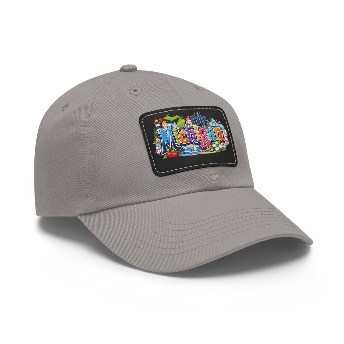 Michigan Patch Dad Hat | Leather Rectangle Patch