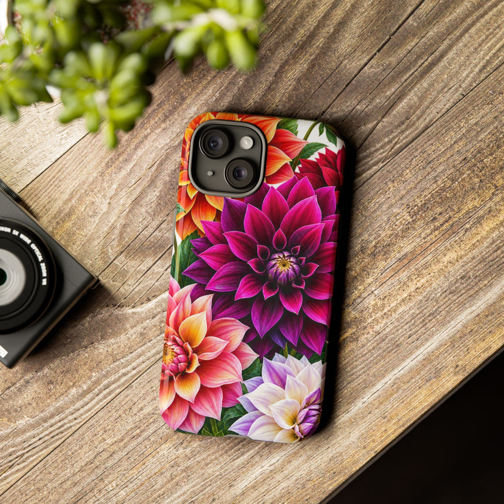 Floral Dahlia Tough Phone Case — Vibrant Protective Floral Phone Cover