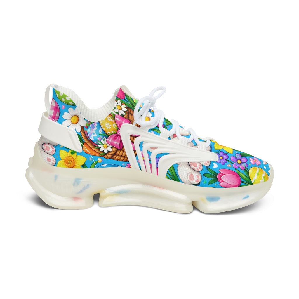 Women's Mesh Sneakers — Colorful Floral Easter Basket Print