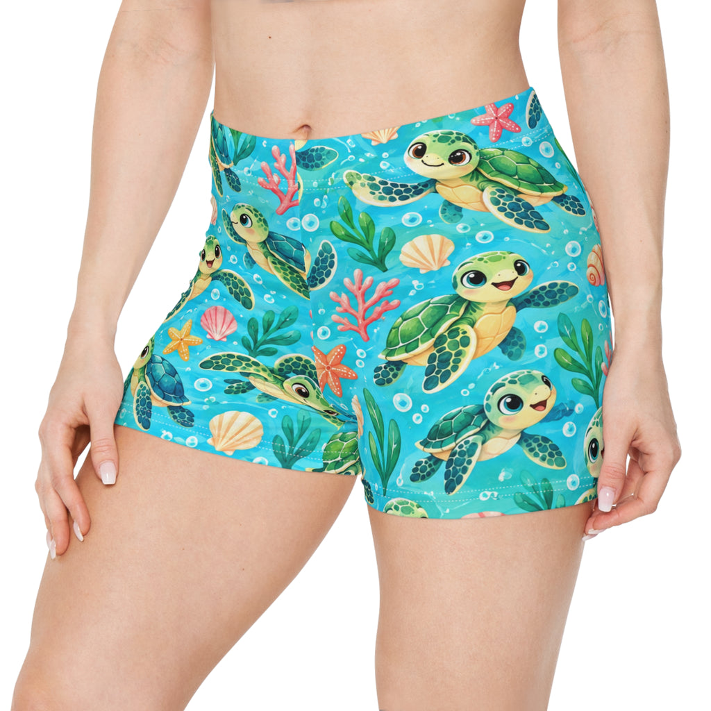 Cute Sea Turtle Pattern Women's Shorts | Ocean Turtle Swimwear Beachwear