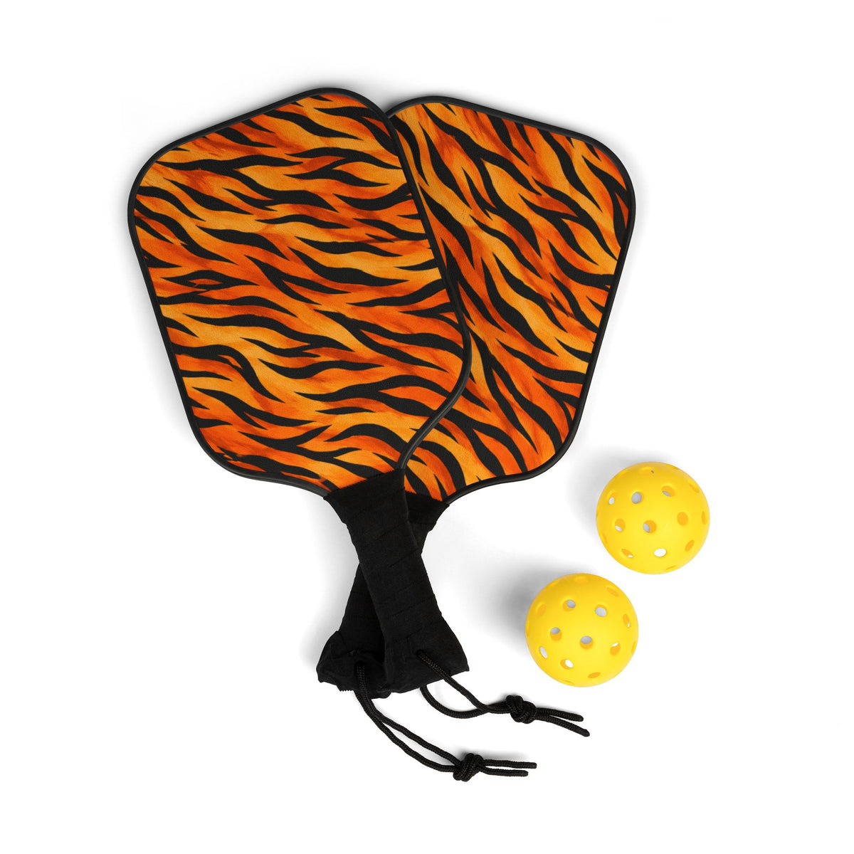 Tiger Stripe Pickleball Paddles Set — Lightweight Neon Balls Included