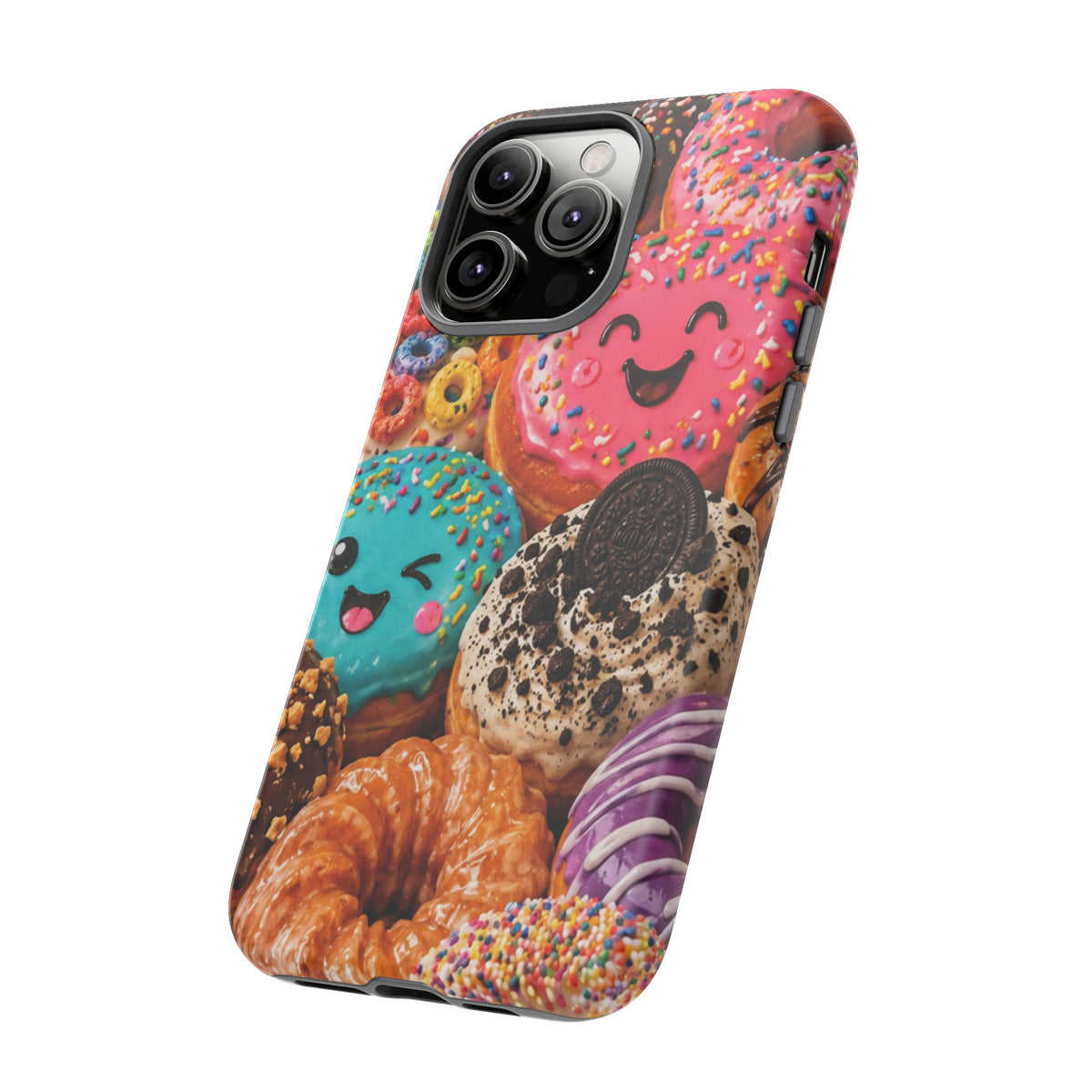 Donut Smile Tough Phone Case — Cute Colorful Desserts Protective Cover