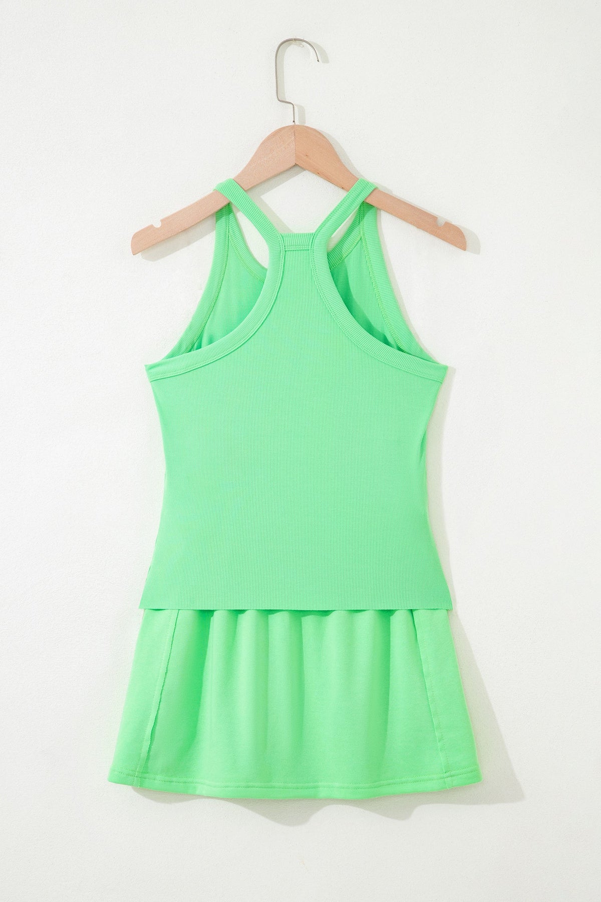 Solid Tank Top and Elastic Waist Mini Skort Set