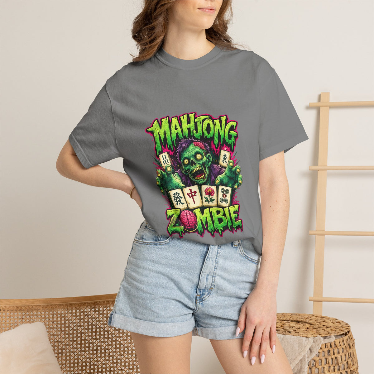 Mahjong Zombie T-shirt | Zombie Mahjong Tiles Graphic Tee