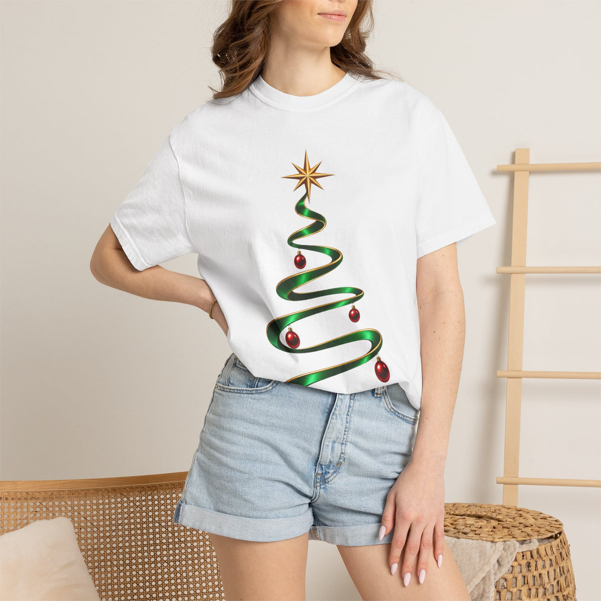 Minimal Swirl Christmas Tree T-Shirt