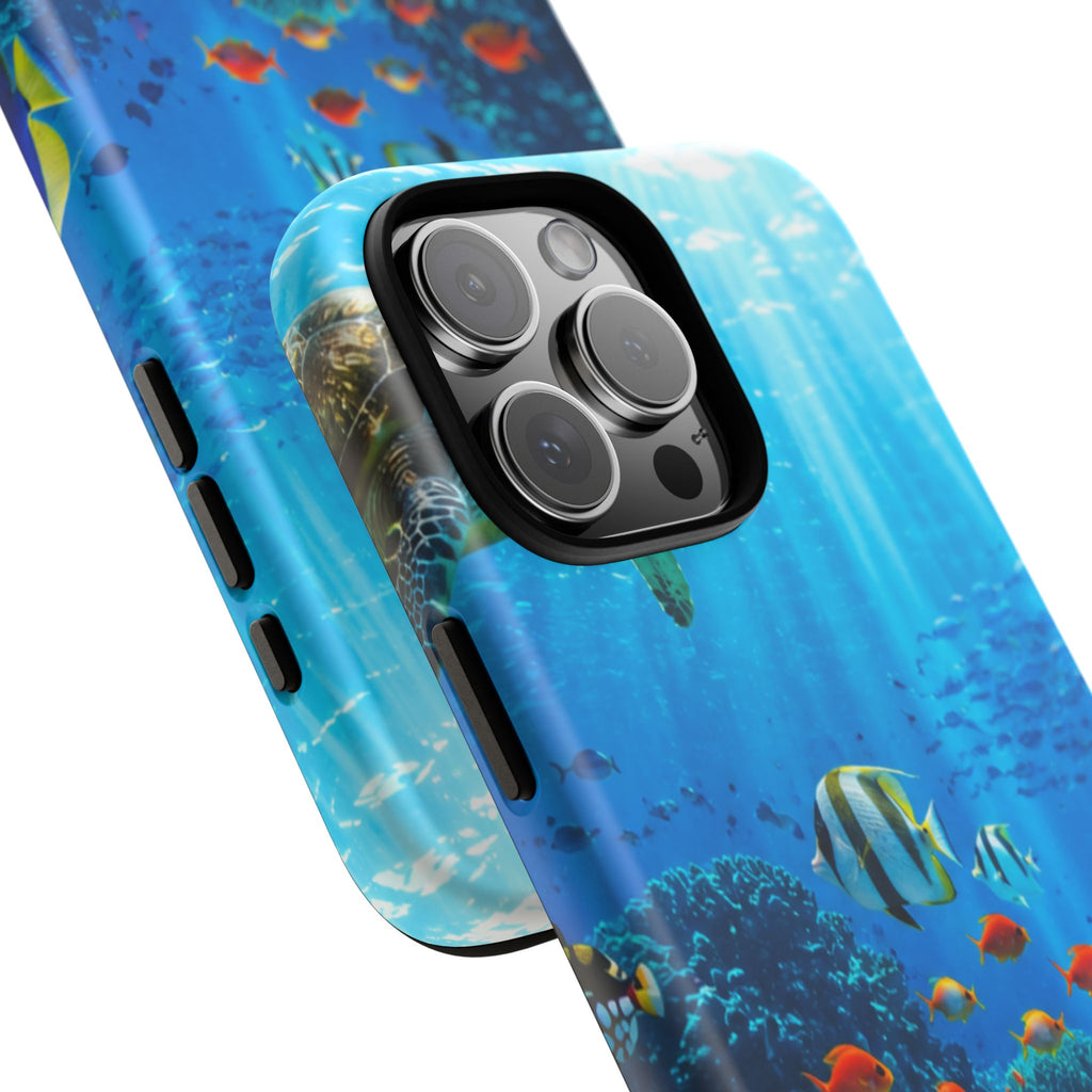 Underwater Ocean Life Tough Phone Case — Coral Reef & Sea Turtle Protective Cover
