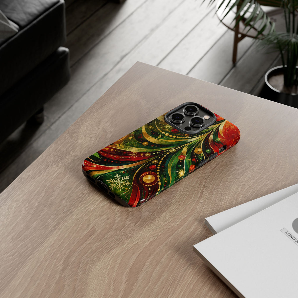 Christmas Tree Tough Phone Case — Festive Red & Green Holiday Phone Cover