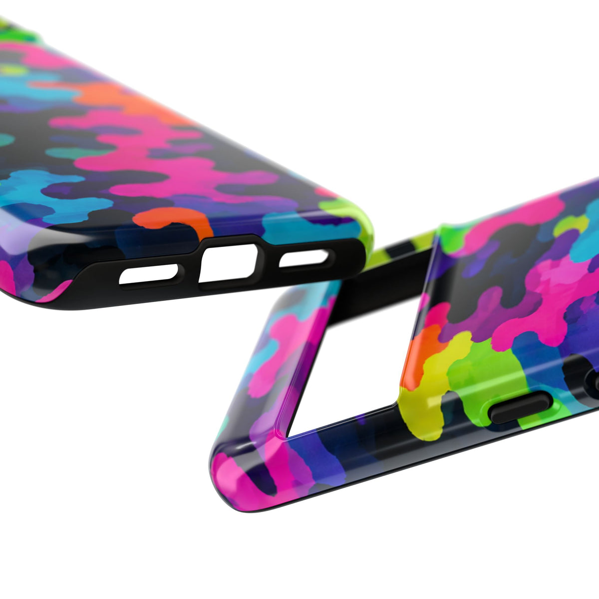 Neon Camo Tough Phone Case — Bright Rainbow Protective iPhone Cover