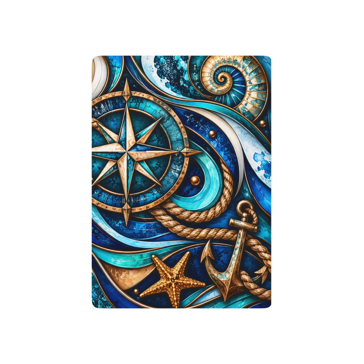 Nautical Blue Playing Cards — Ocean Compass & Anchor Poker Deck