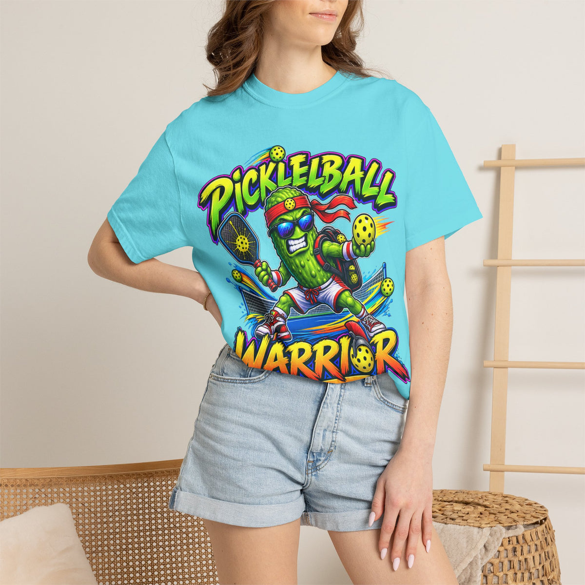 Pickleball Warrior T-Shirt | Cartoon Pickle Player Graphic