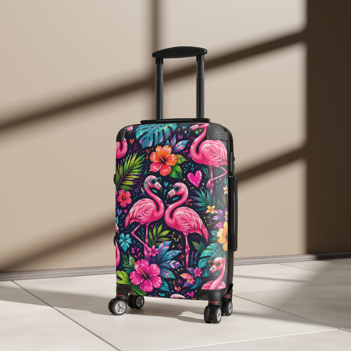 Flamingo Tropical Carry-On Suitcase – Vibrant Pink Flamingos & Hibiscus Luggage