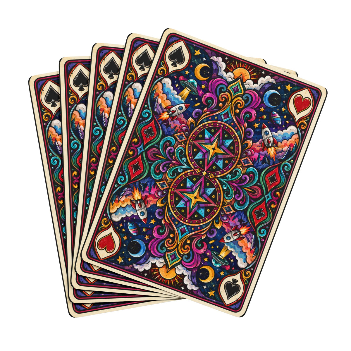 Psychedelic Starback Poker Playing Cards — Colorful Mandala Back Design