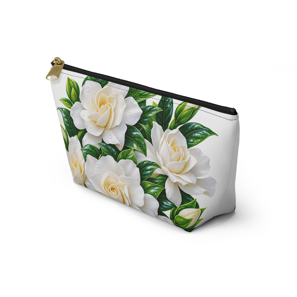Gardenia Floral Accessory Pouch — T‑Bottom Makeup & Travel Cosmetic Bag
