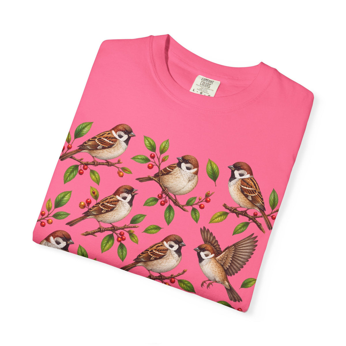 Sparrow Branches T-Shirt — Vintage Bird Illustration Tee for Bird Lovers & Nature Fans