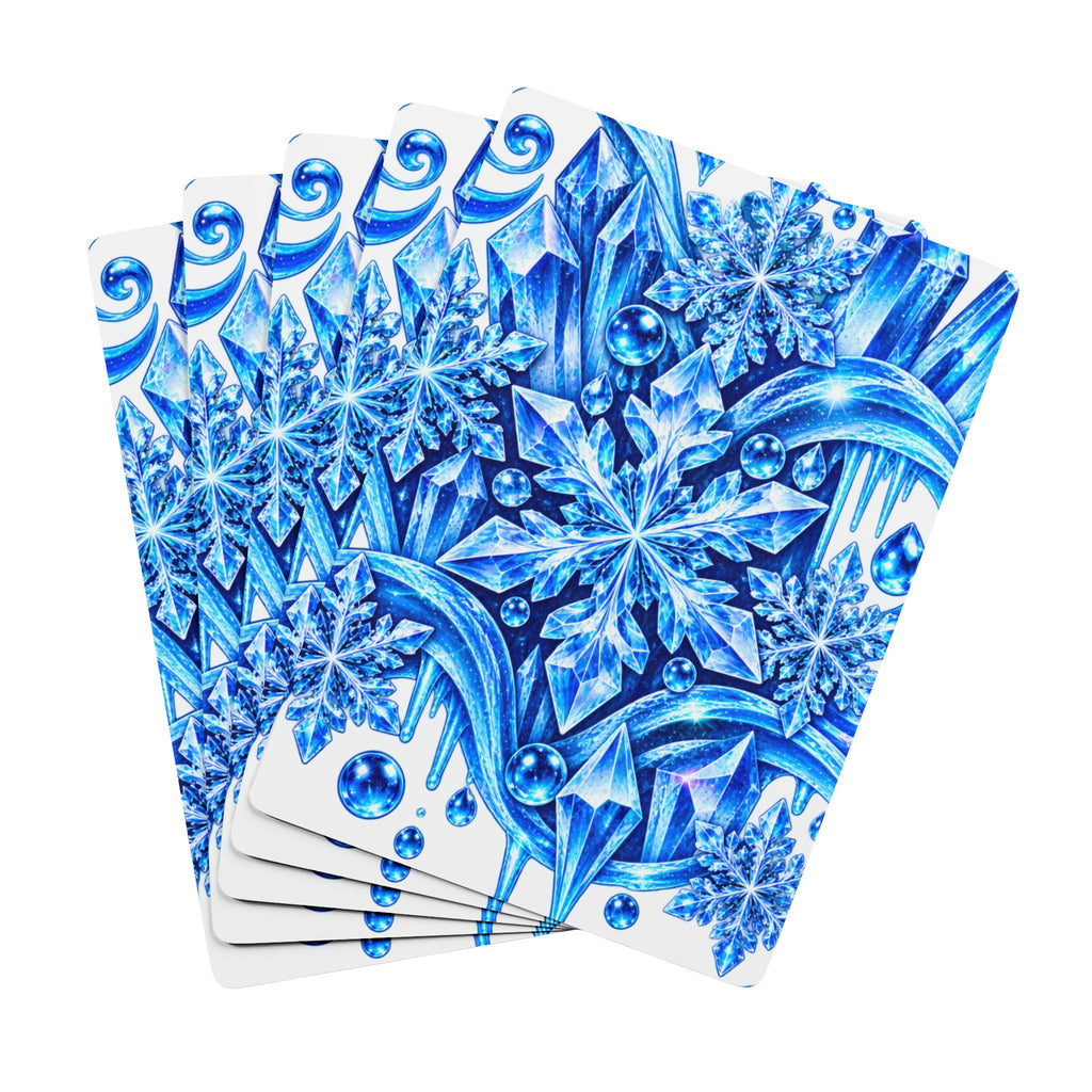 Winter Snowflake Poker Playing Cards — Blue Icicle Design