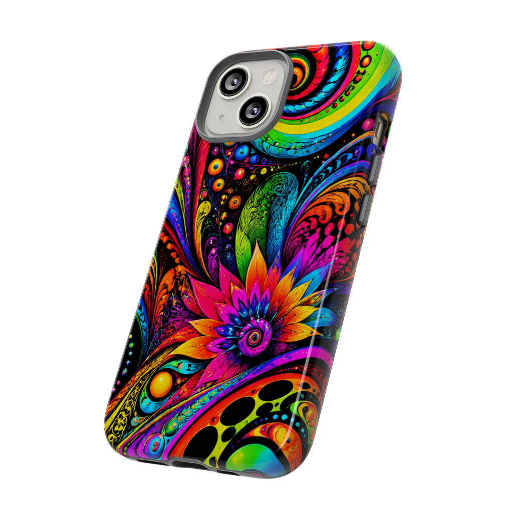 Psychedelic Floral Phone Case — Vibrant Swirl Tough Protective Cover