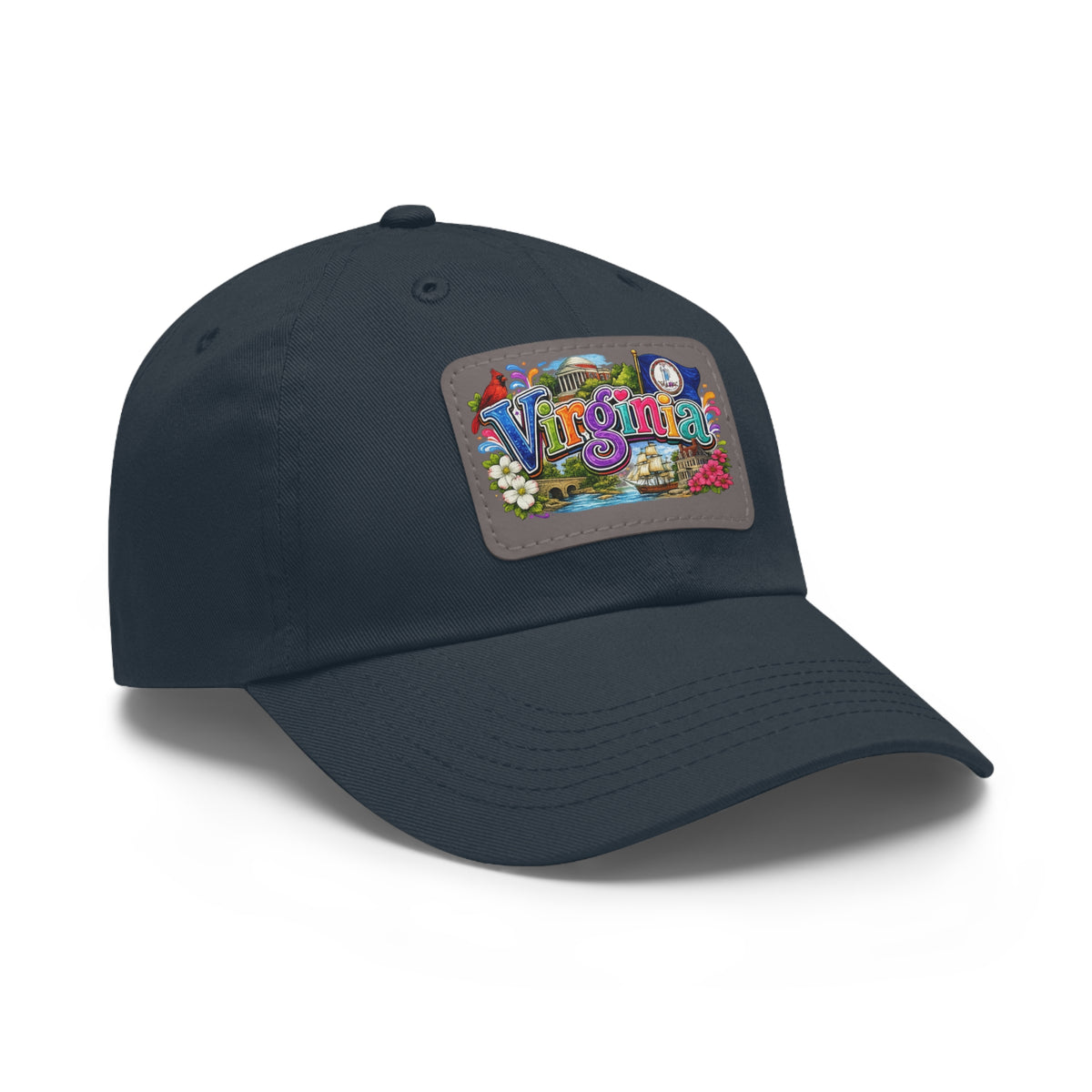 Virginia Postcard Patch Dad Hat | Leather Rectangle State Patch