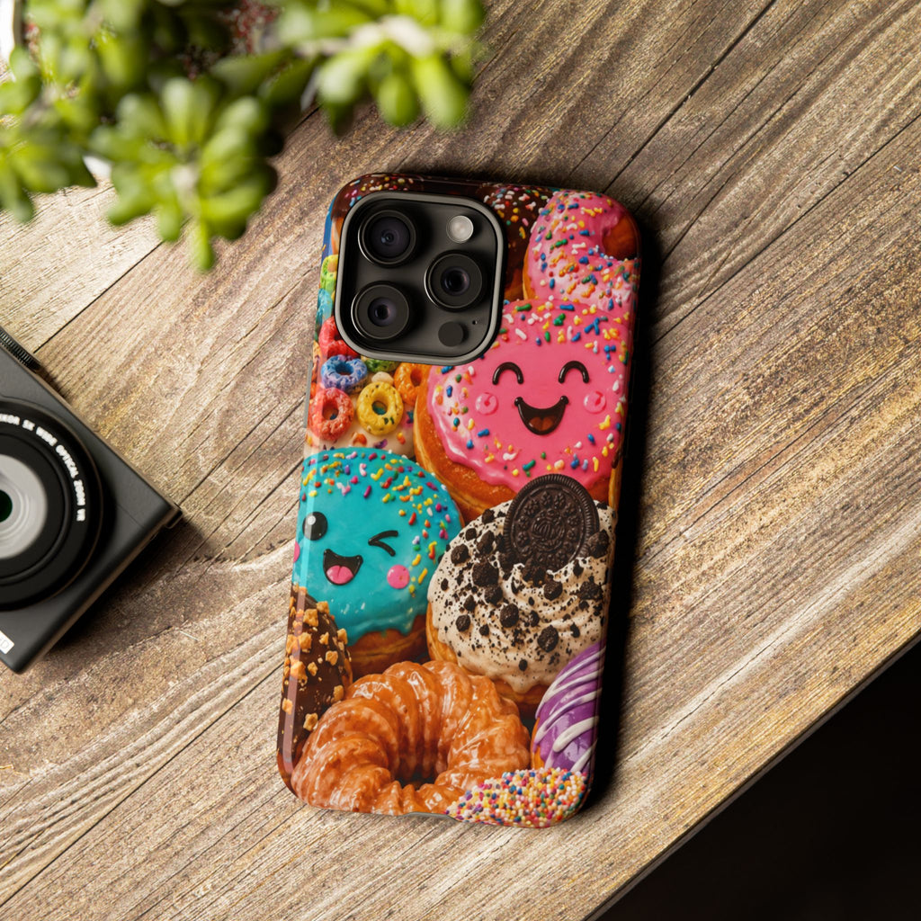 Donut Smile Tough Phone Case — Cute Colorful Desserts Protective Cover