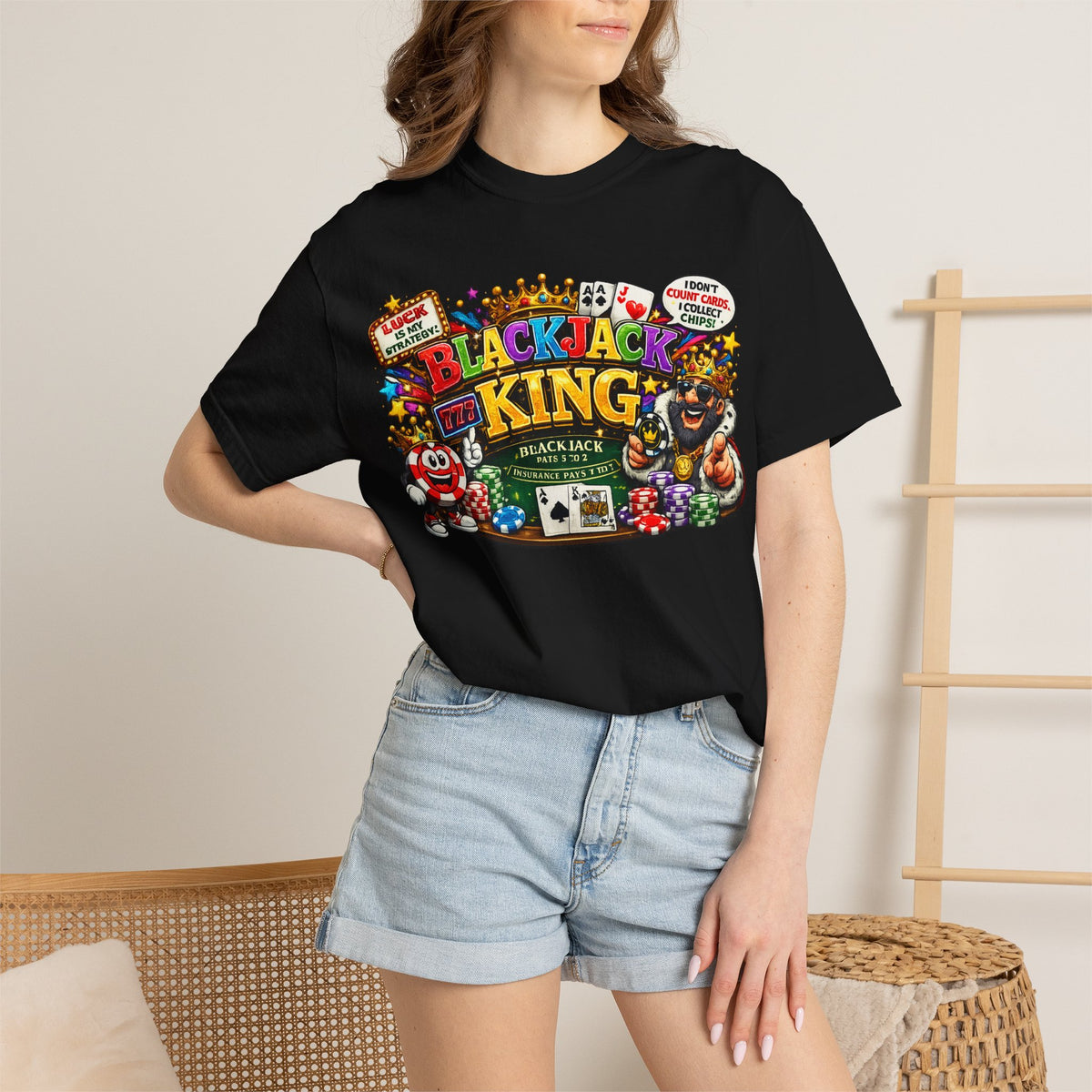 Blackjack King graphic T-shirt | Casino Playing Cards, Chips Design