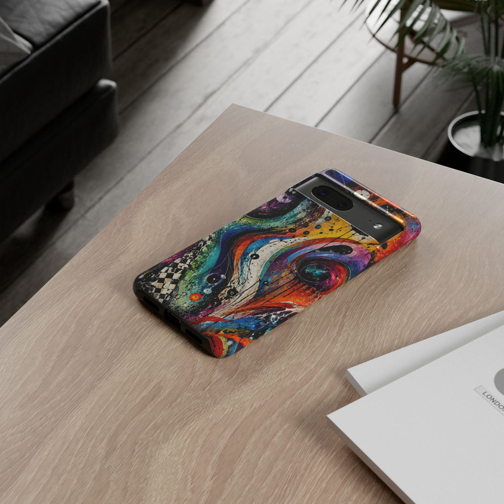 Abstract Cosmic Swirl Phone Case — Colorful Artistic iPhone Tough Case