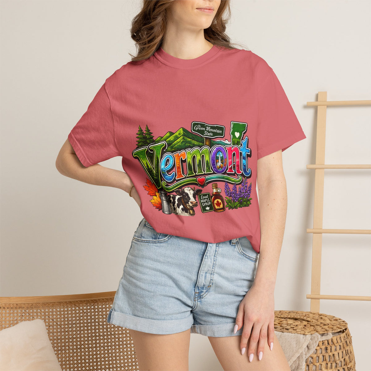 Vermont postcard collage T-shirt | State travel design