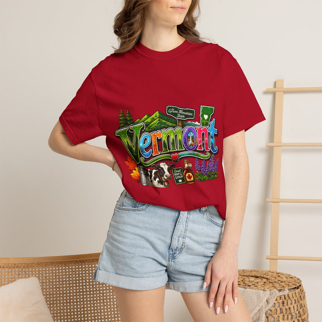 Vermont postcard collage T-shirt | State travel design