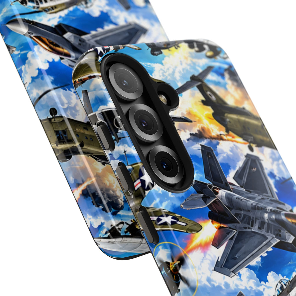 Military Aircraft Tough Phone Case – Vintage & Modern Jet Fighter Print