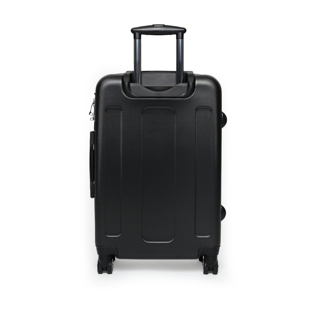 Cat Crown Print Suitcase — Cute Black Travel Luggage with Emoji Cat Pattern
