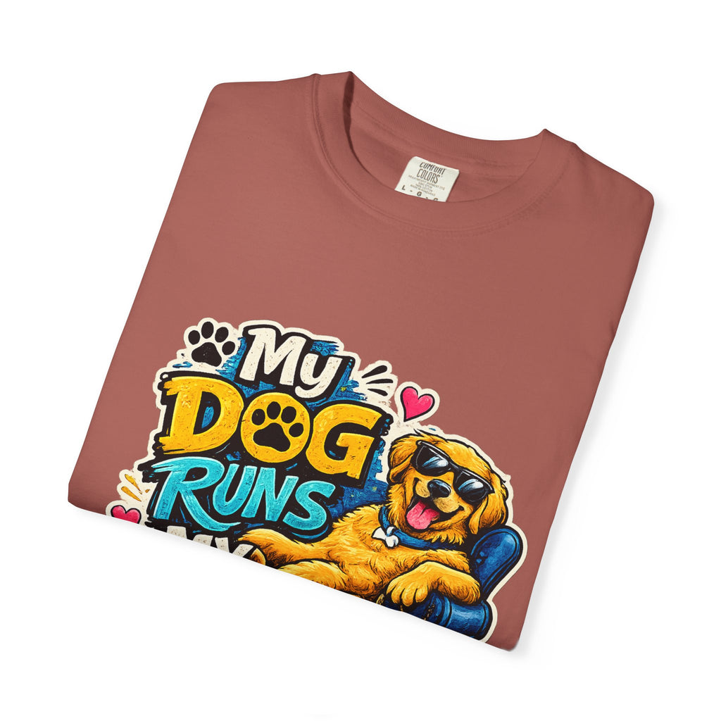 My Dog Runs My Life T-shirt | Funny Dog Lover Tee